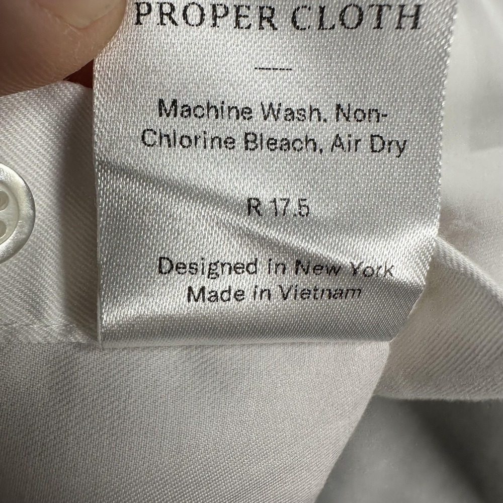 Proper Cloth Lot Of 2 Shirts Mens‎ 17.5 White Short Sleeve Button Down Cotton - Picture 10 of 16